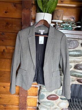 NWT H&M Glen Plaid Tailored Blazer Office Career Jacket Small